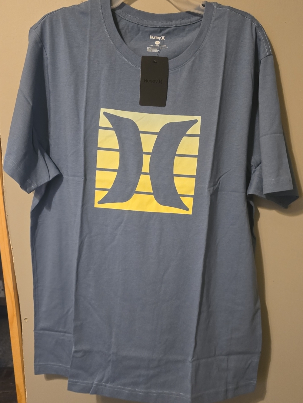 Hurley Light Blue Short Sleeve Tee with Yellow Graphic